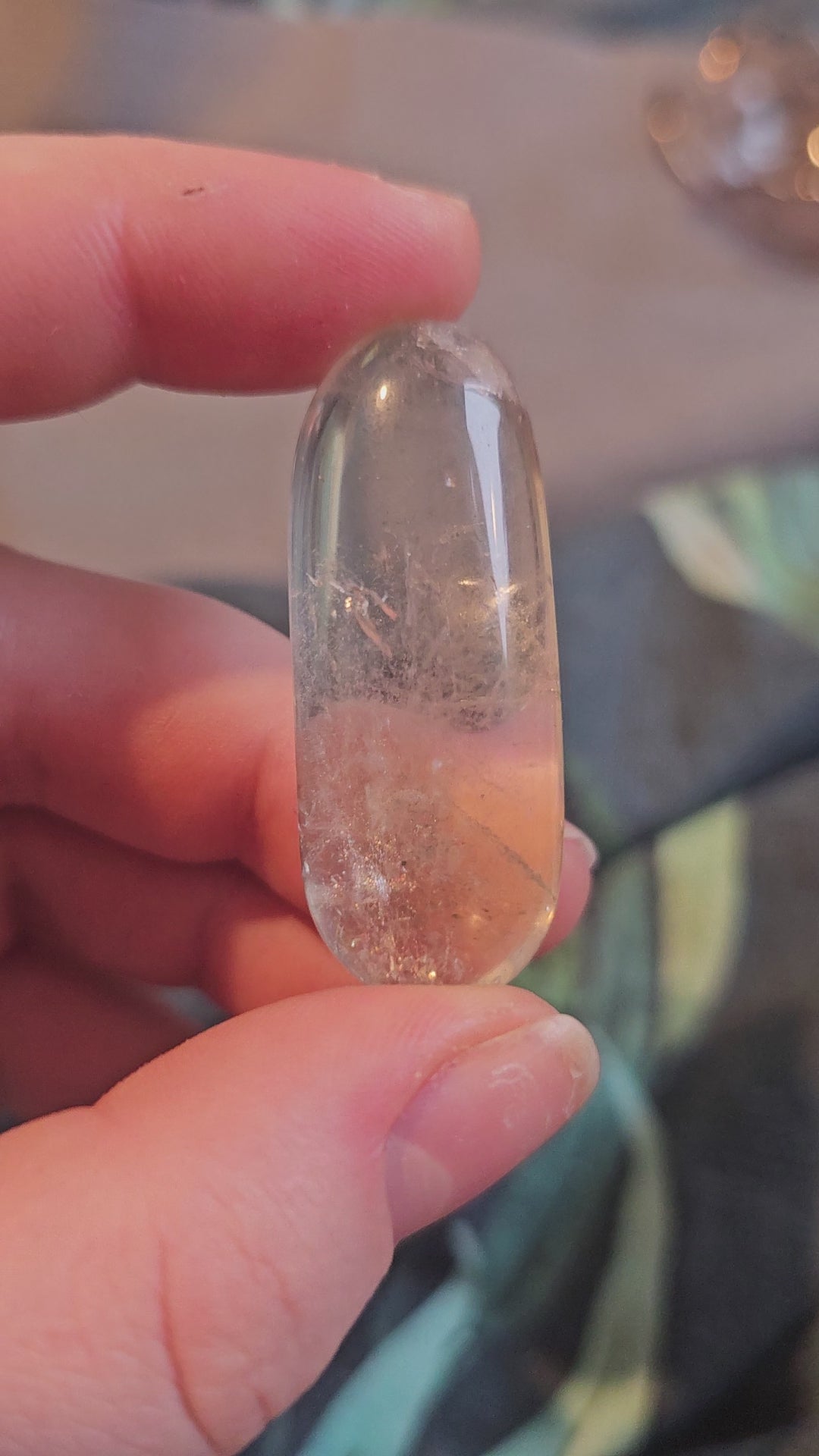 Clear Quartz thin palmstone