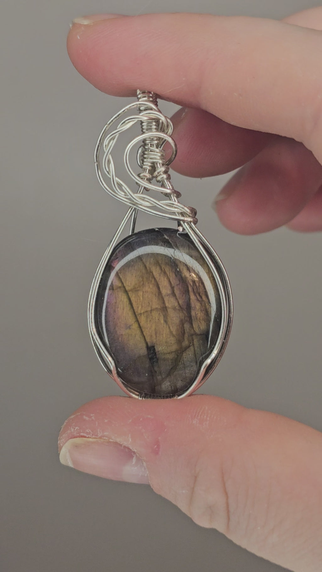 Sunset Labradorite Wire Wrapped Pendant
