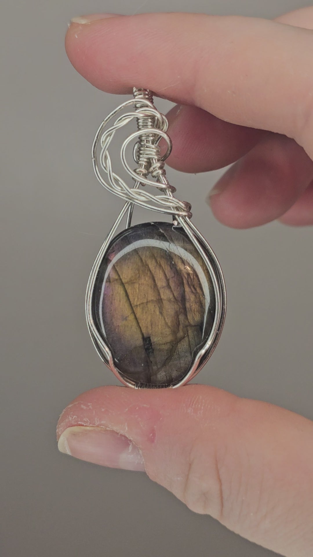 Sunset Labradorite Wire Wrapped Pendant