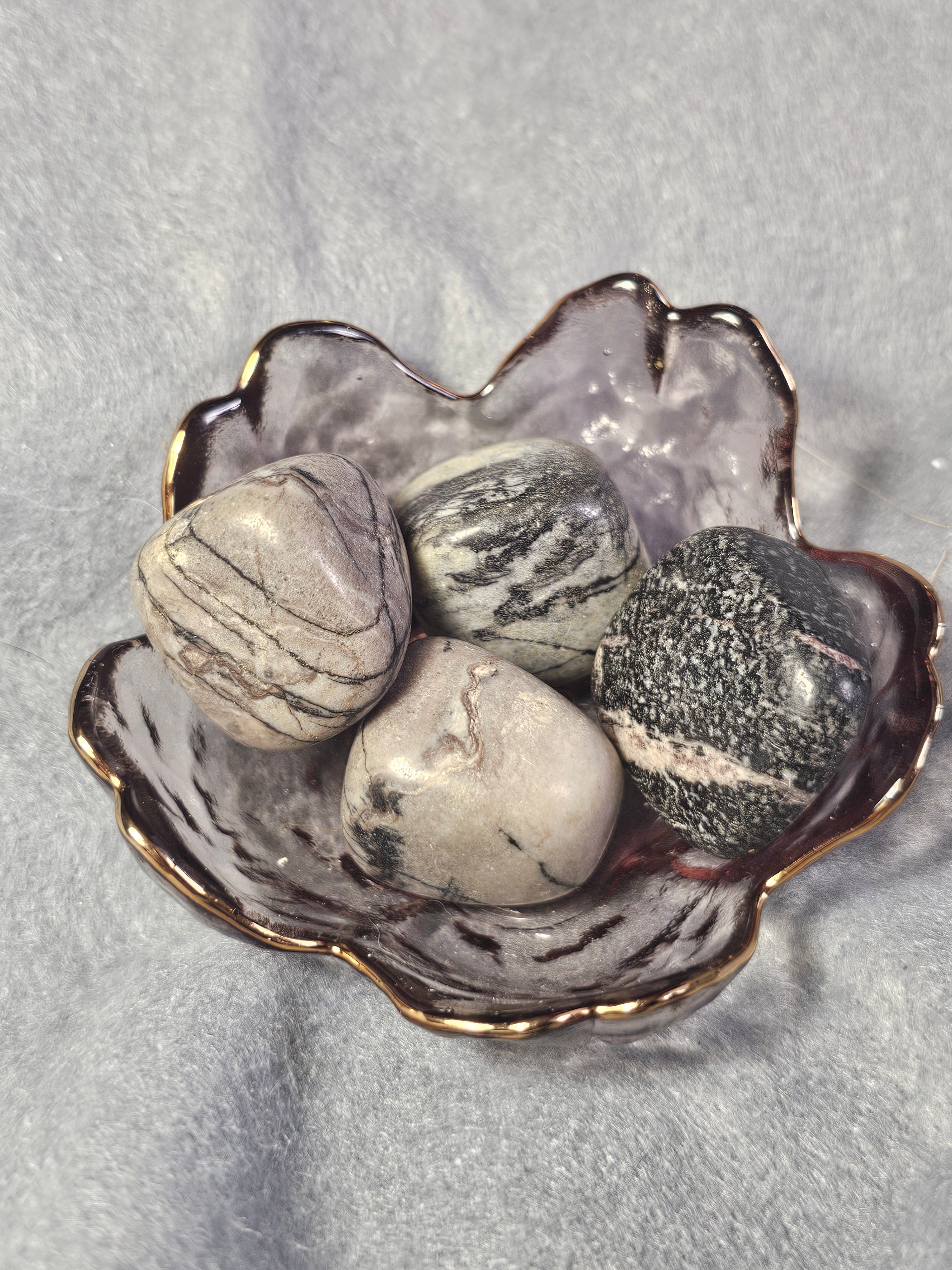 Black line jasper tumbles