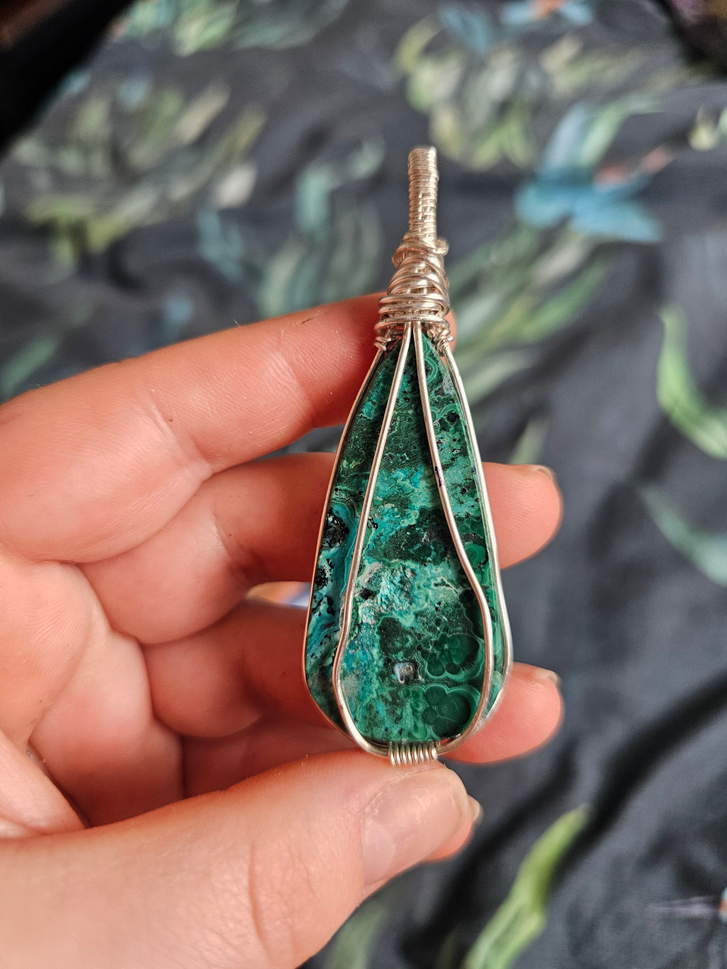 Malachite with crysocolla pendant