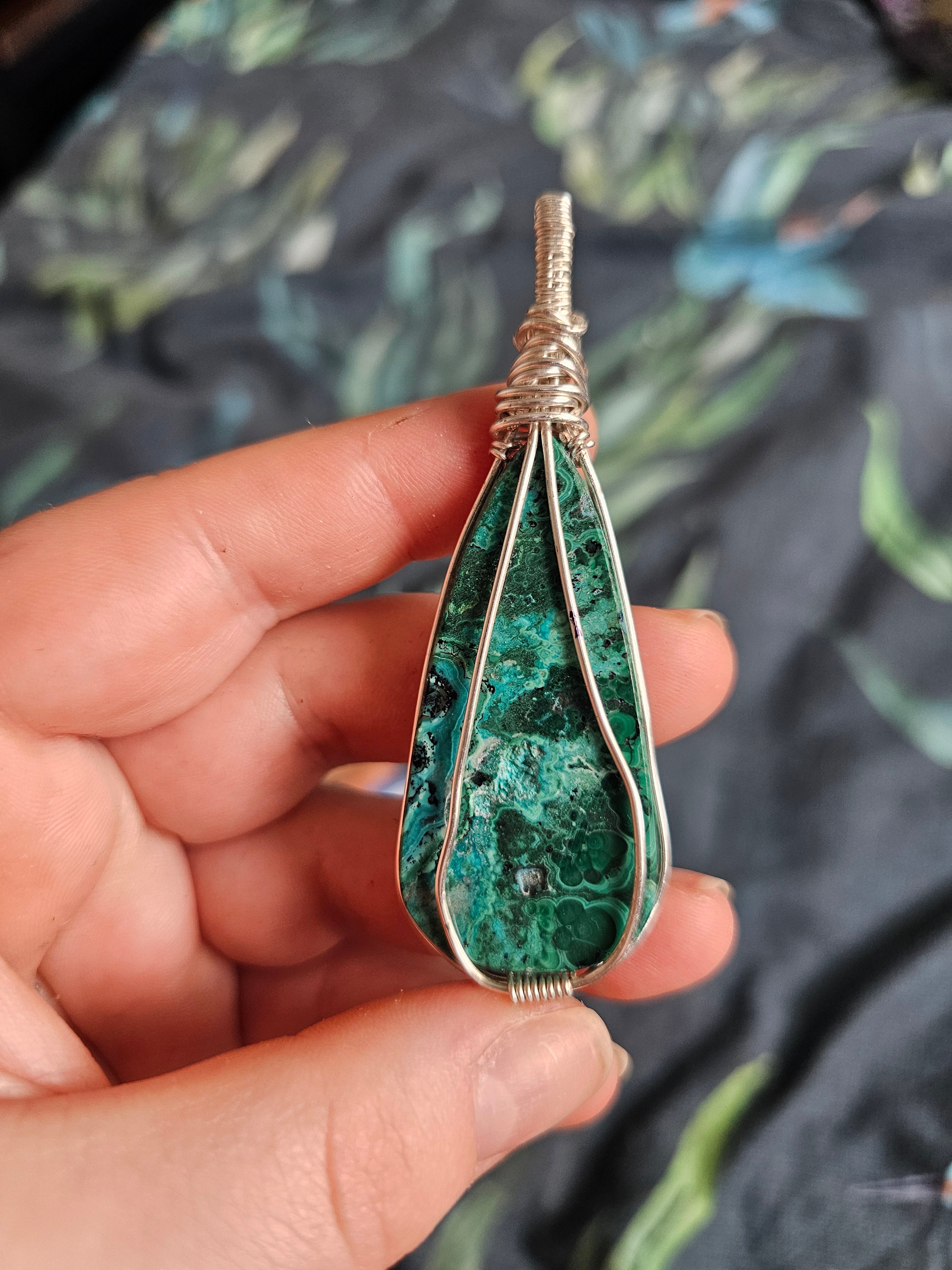 Malachite with crysocolla pendant