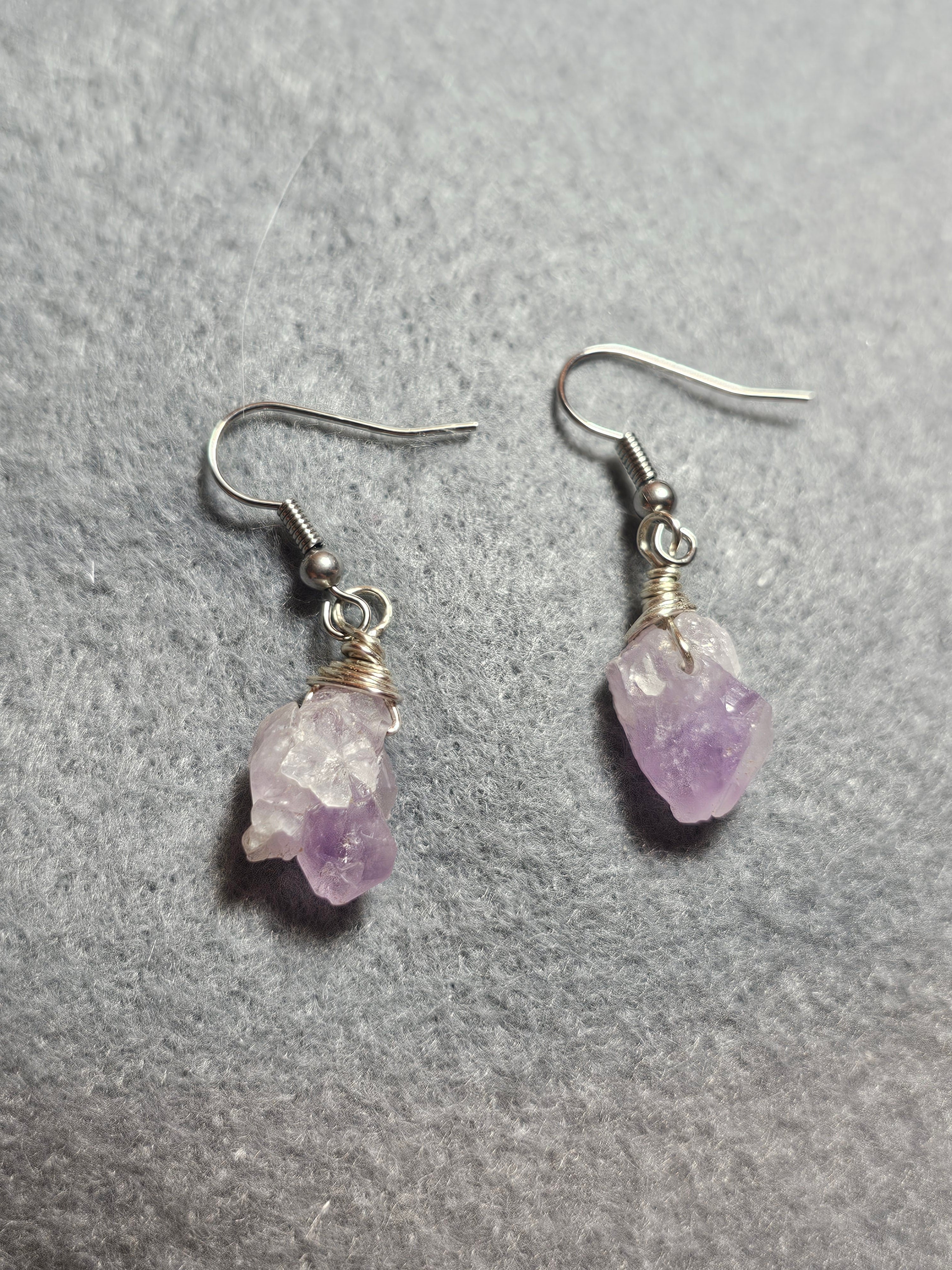 Raw amethyst earrings