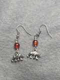 Carnelian bear earrings