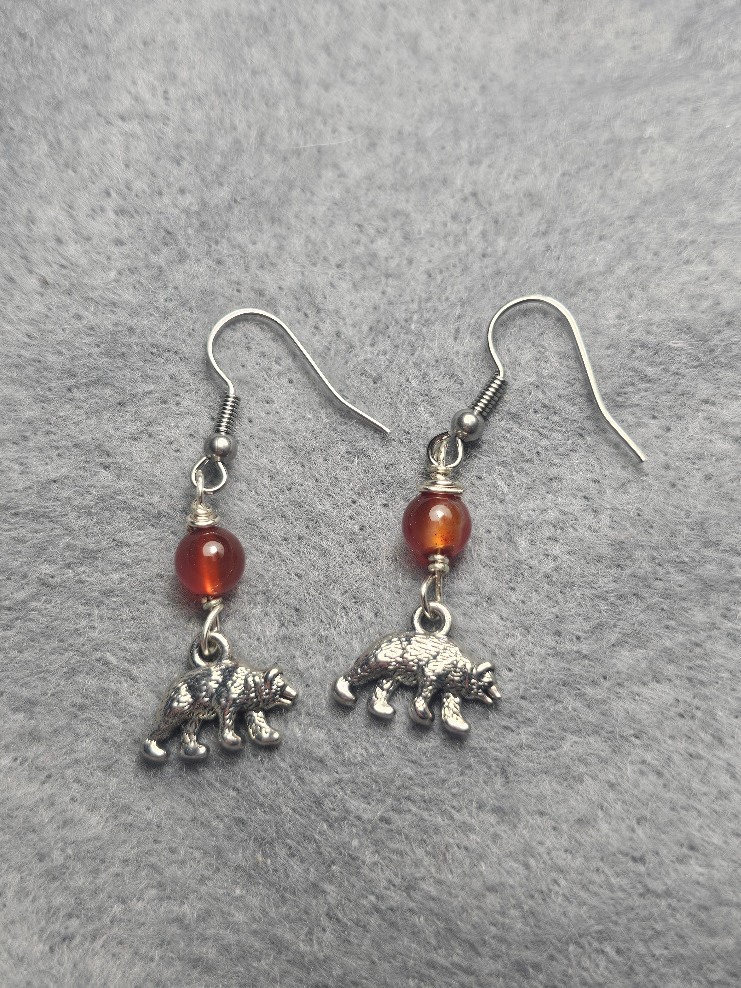 Carnelian bear earrings