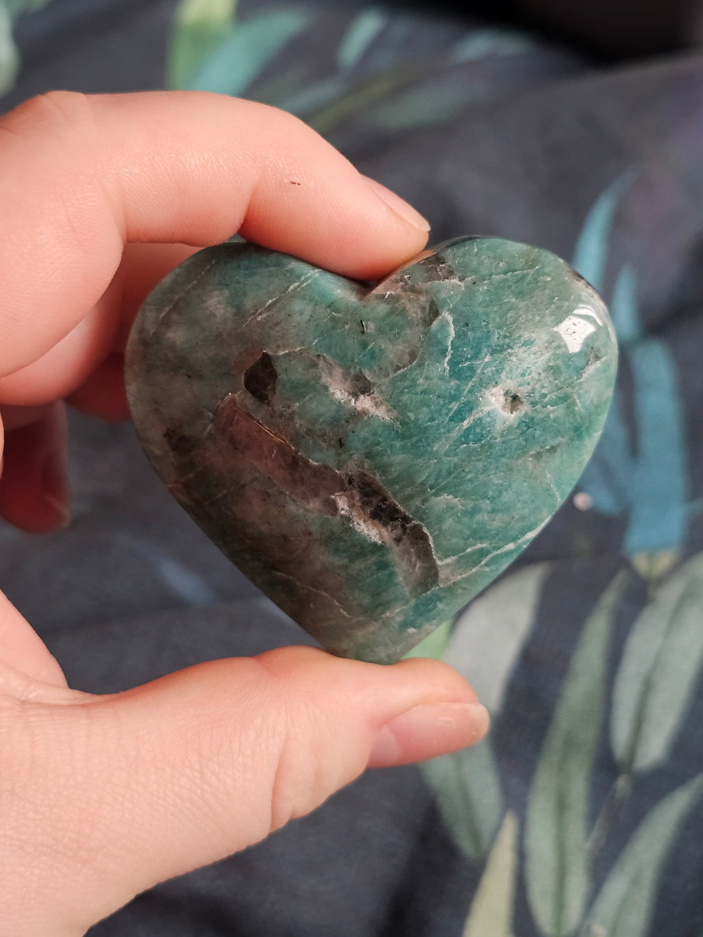 Amazonite with smokey quartz heart