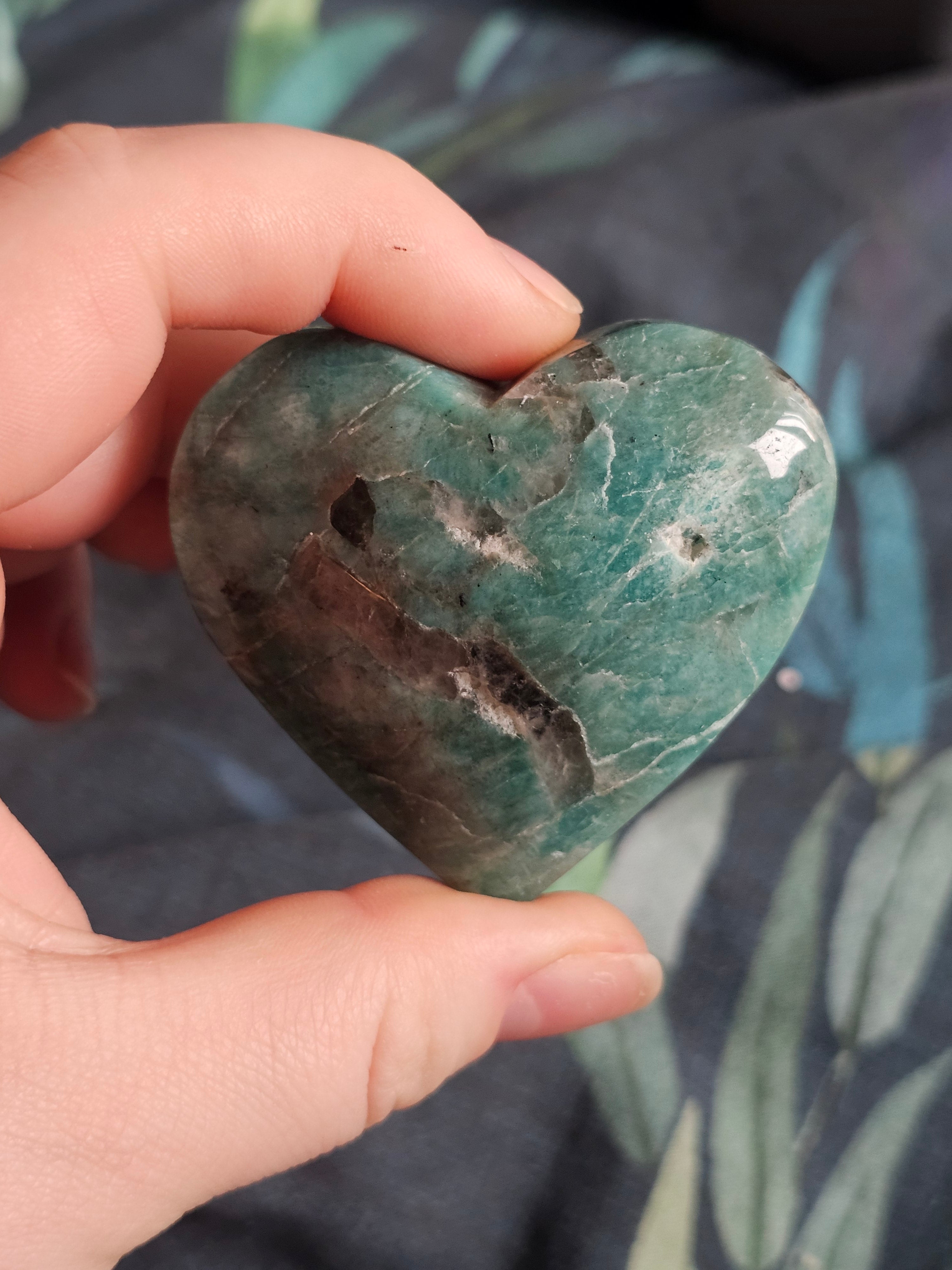 Amazonite with smokey quartz heart