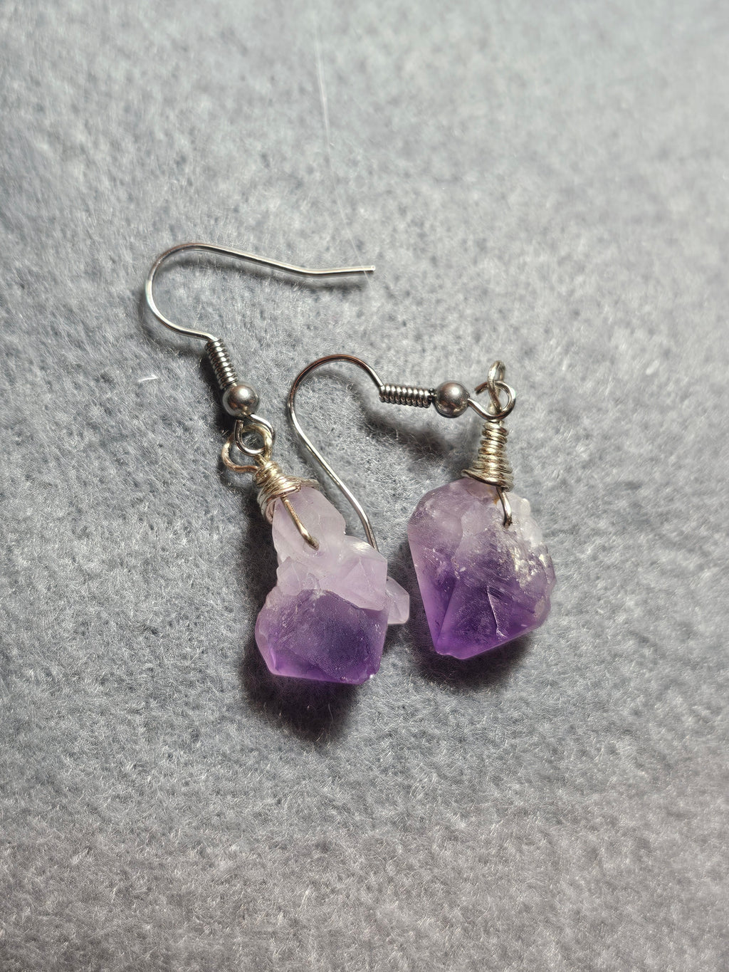 Raw amethyst earrings