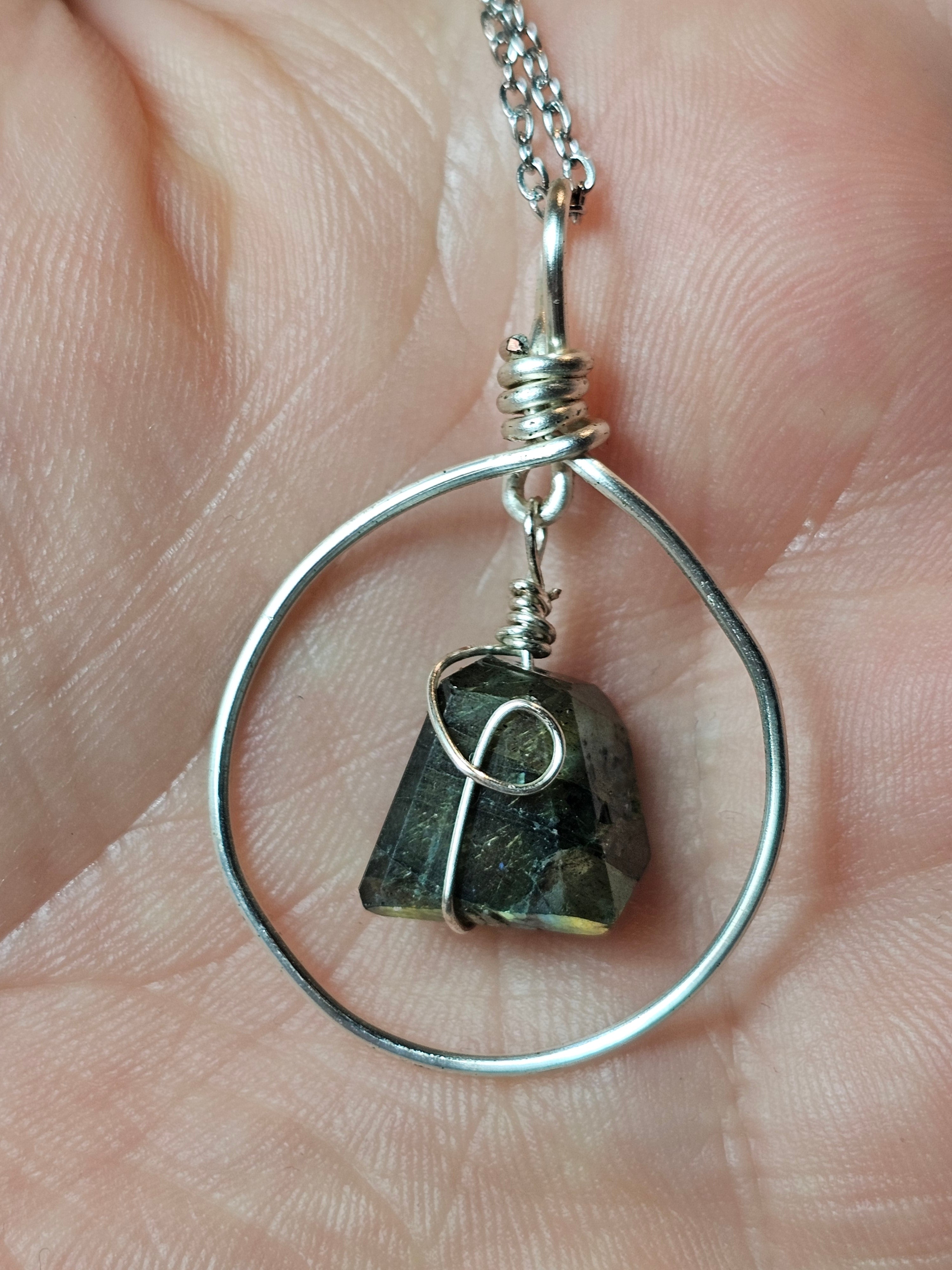 Yellow labradorite pendant