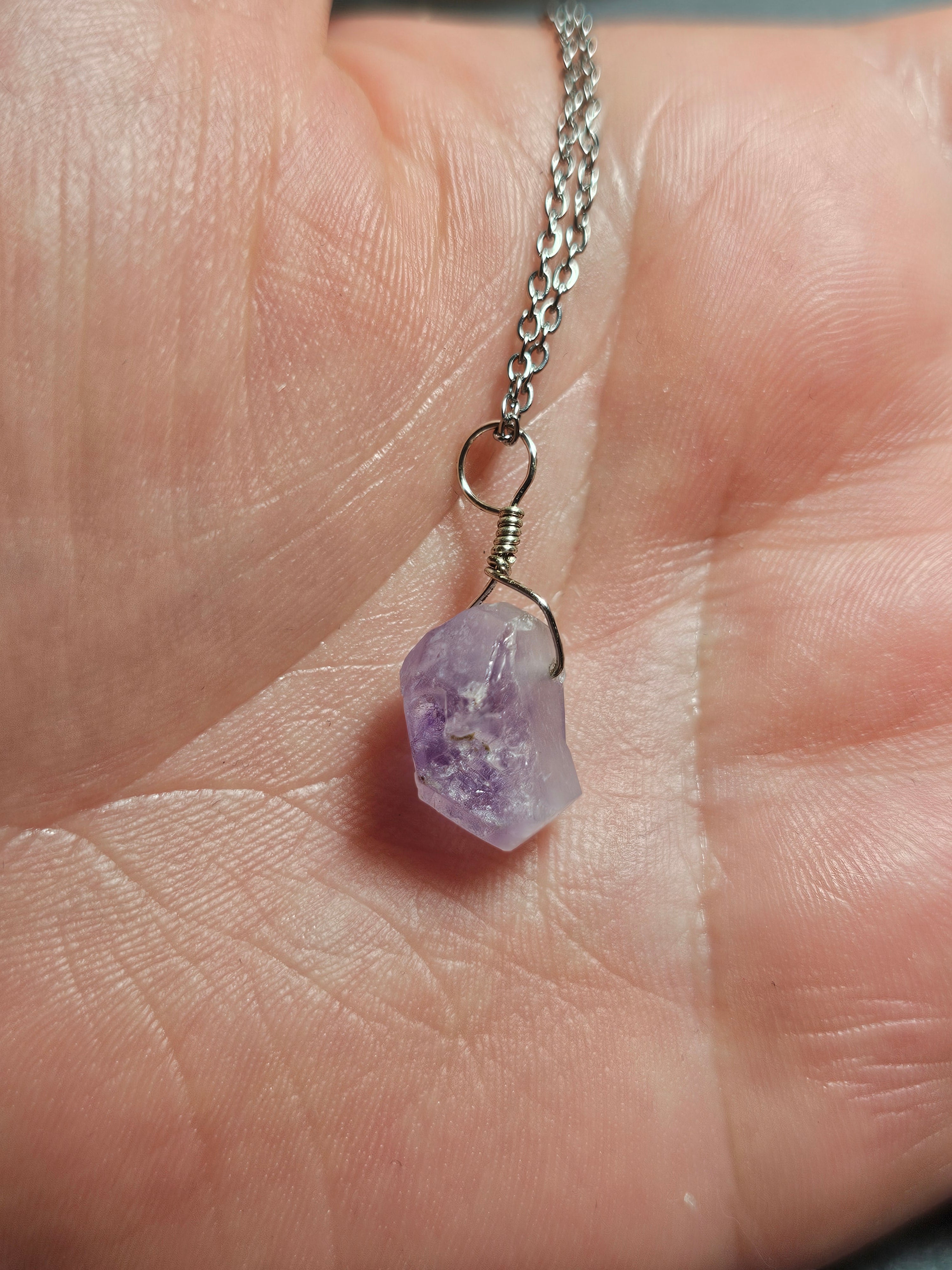 Raw amethyst pendants