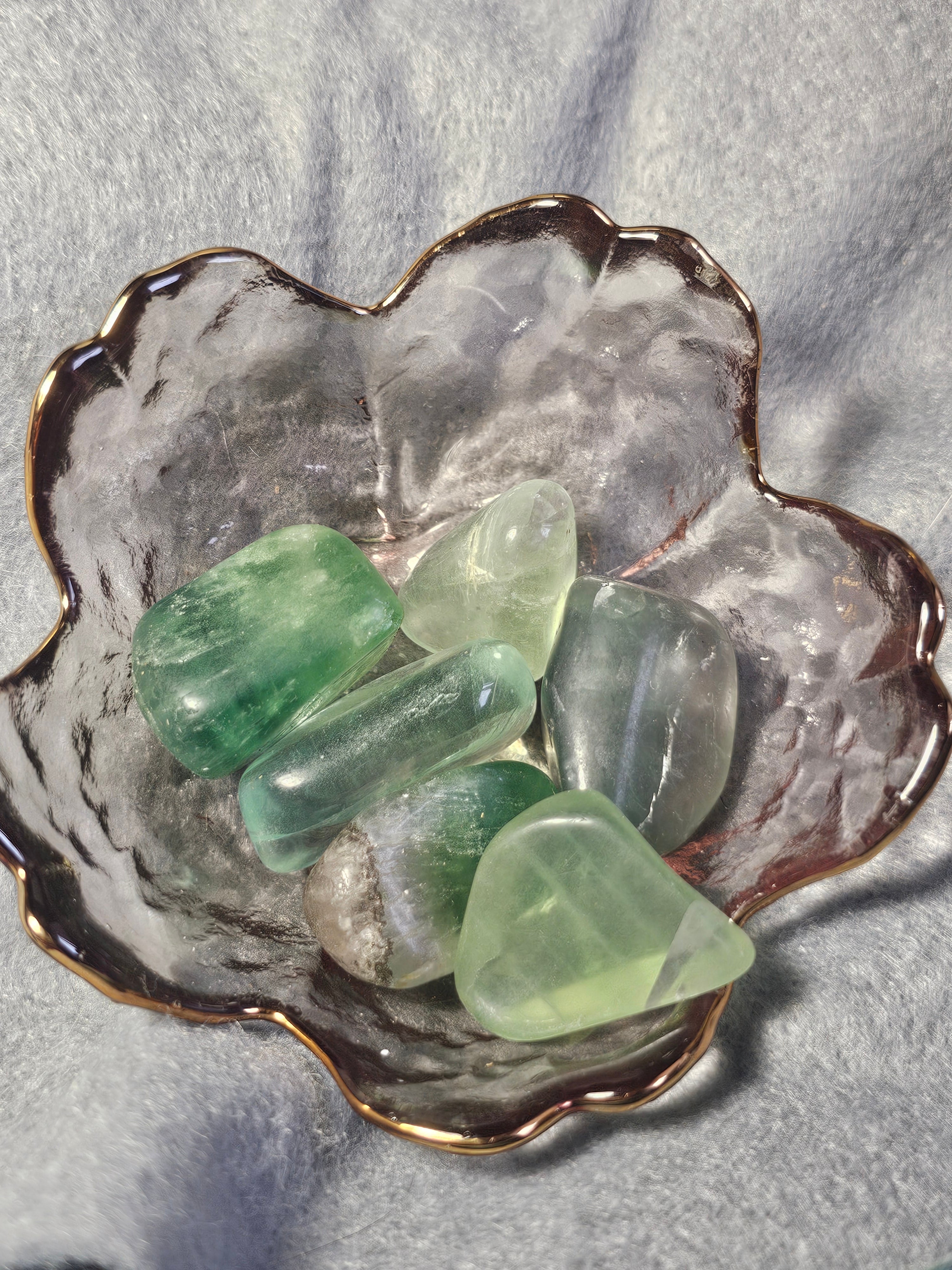 Green fluorite tumbles
