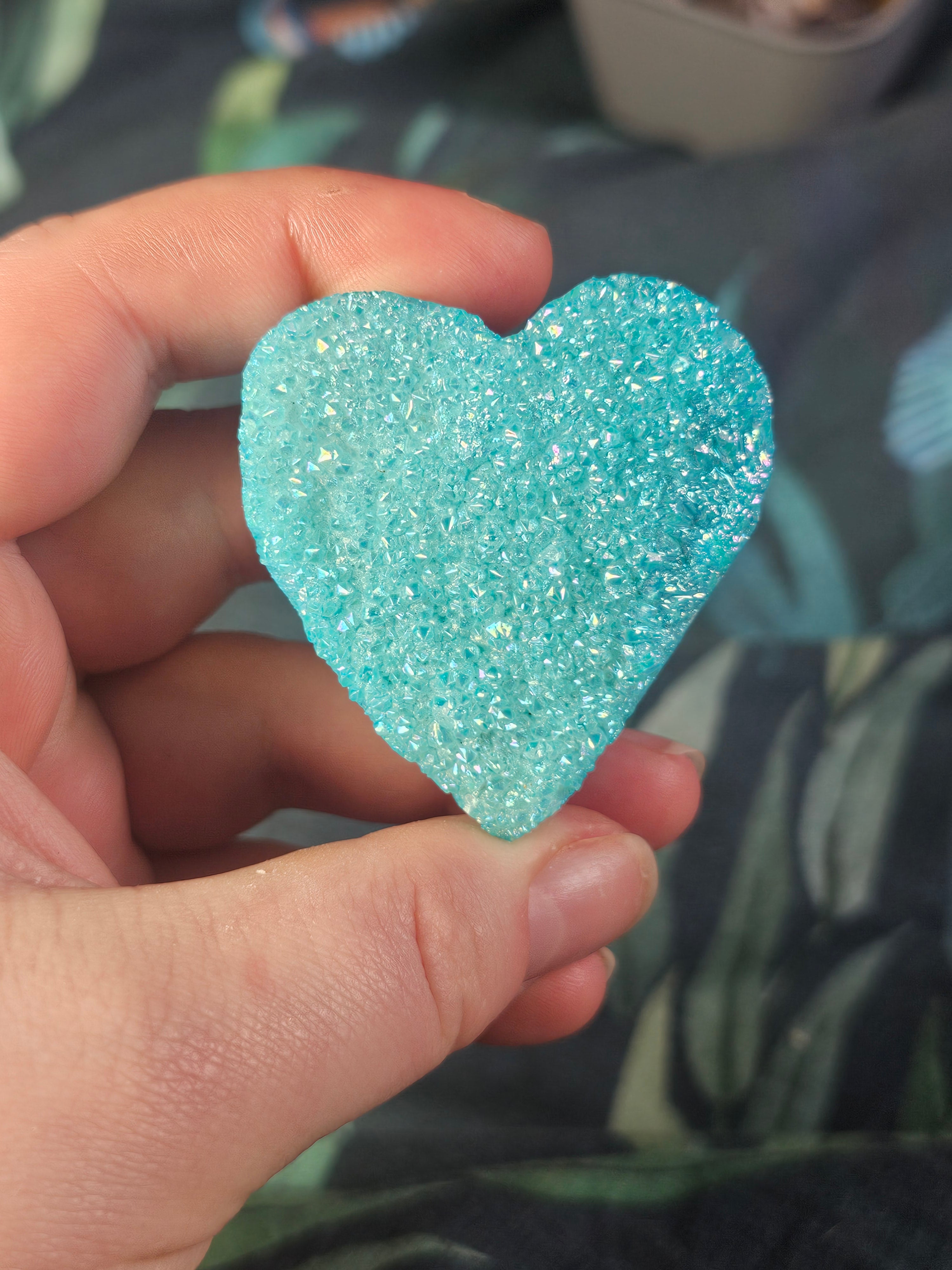Aura coated quartz heart