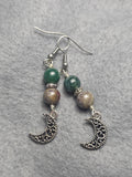 Moss agate moon earrings