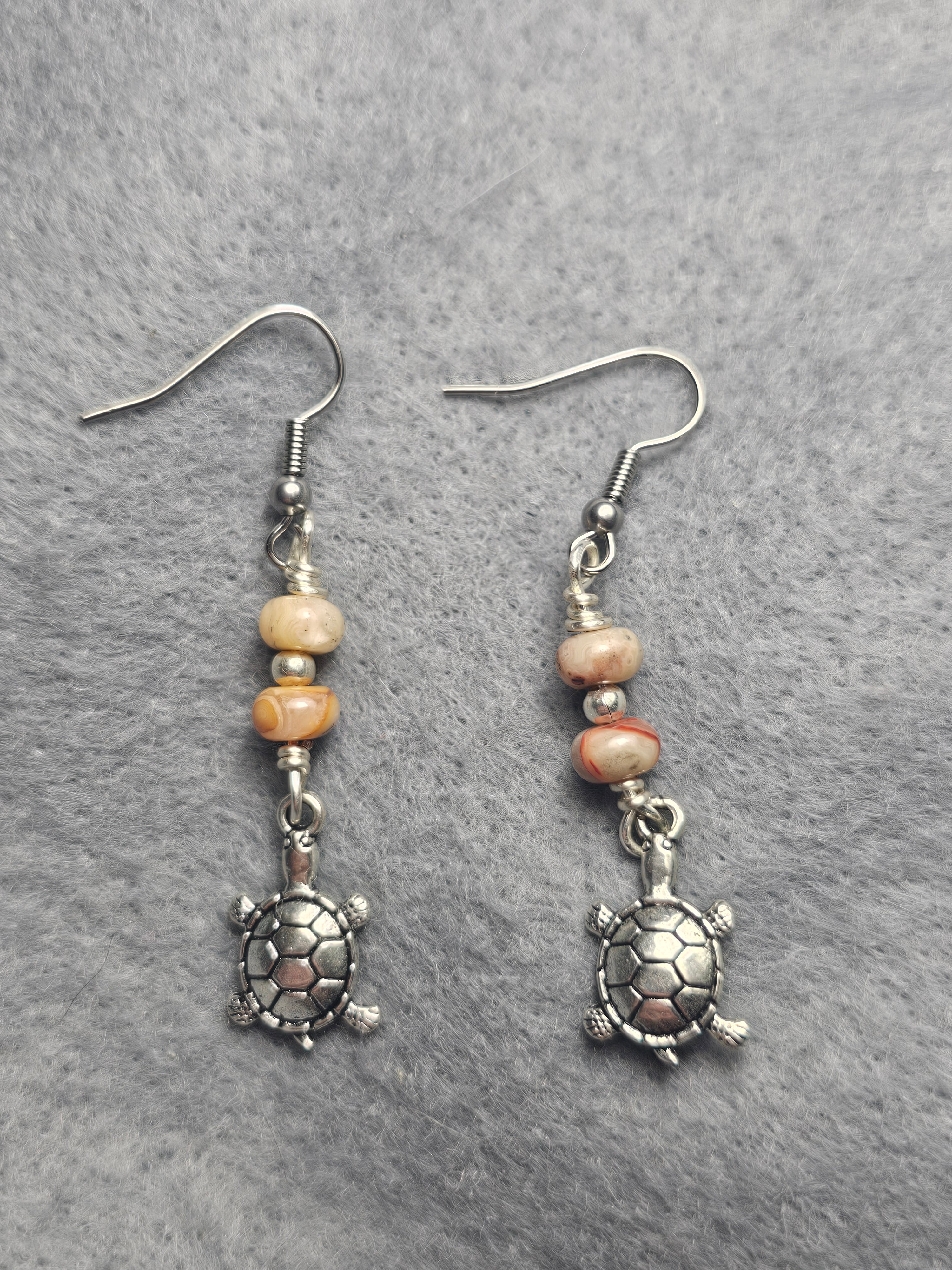 Crazy lace agate turtle earrings