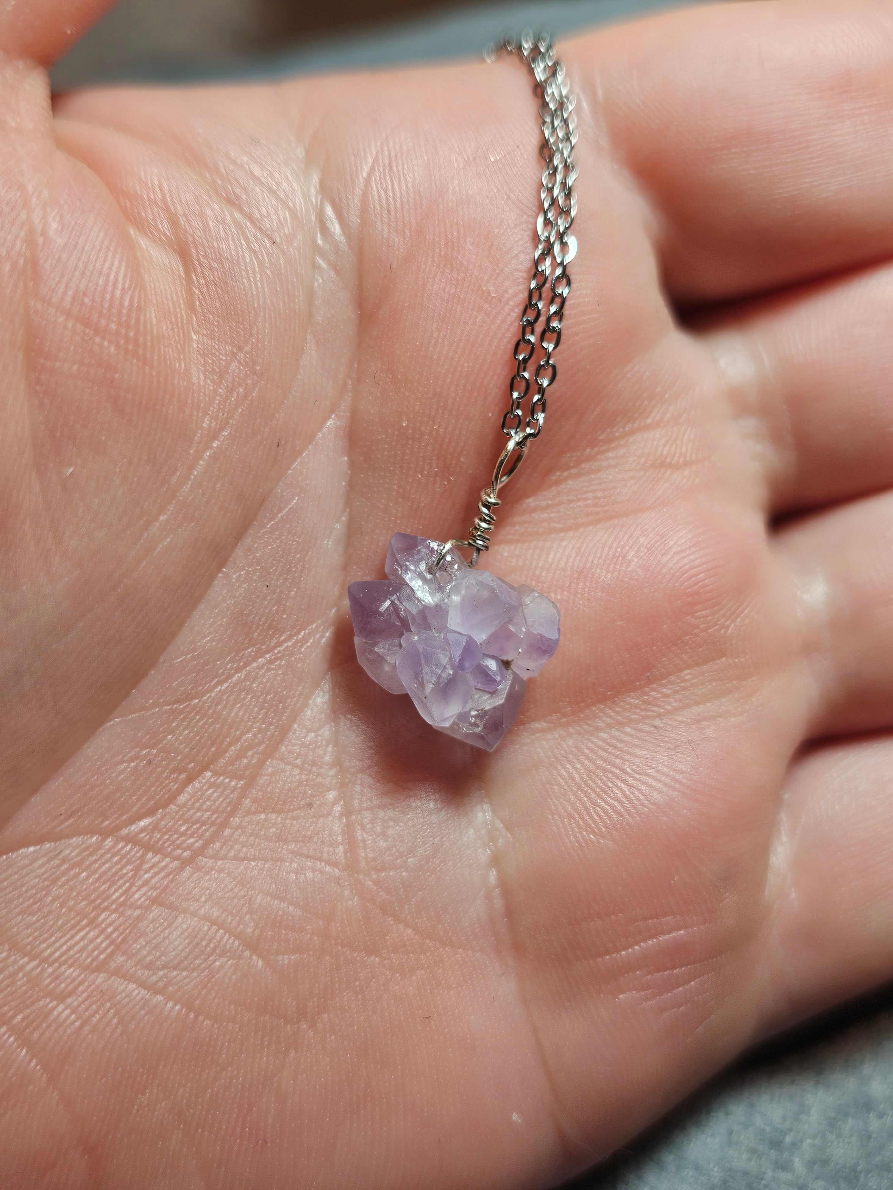 Raw amethyst pendants