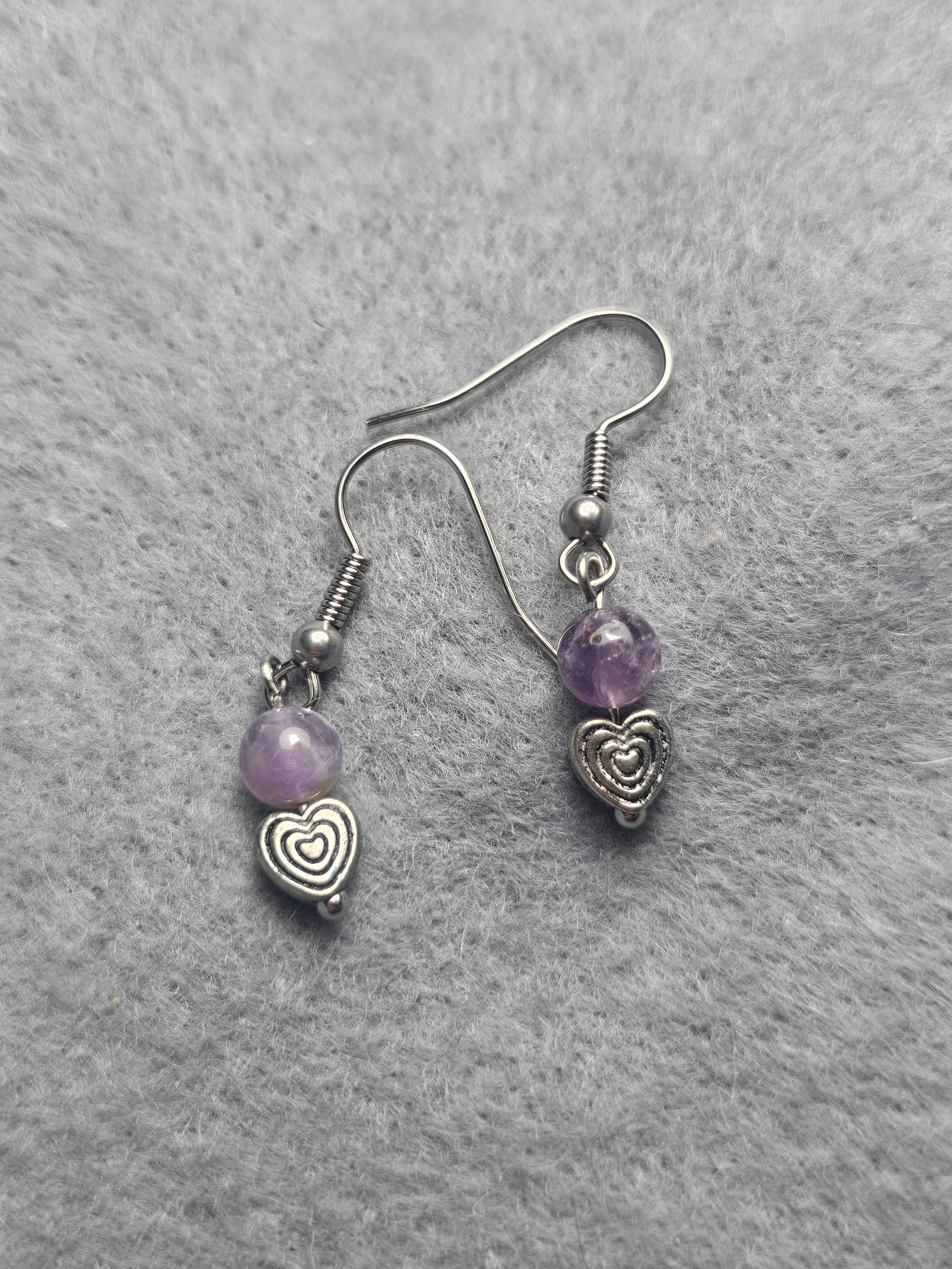 Amethyst heart earrings