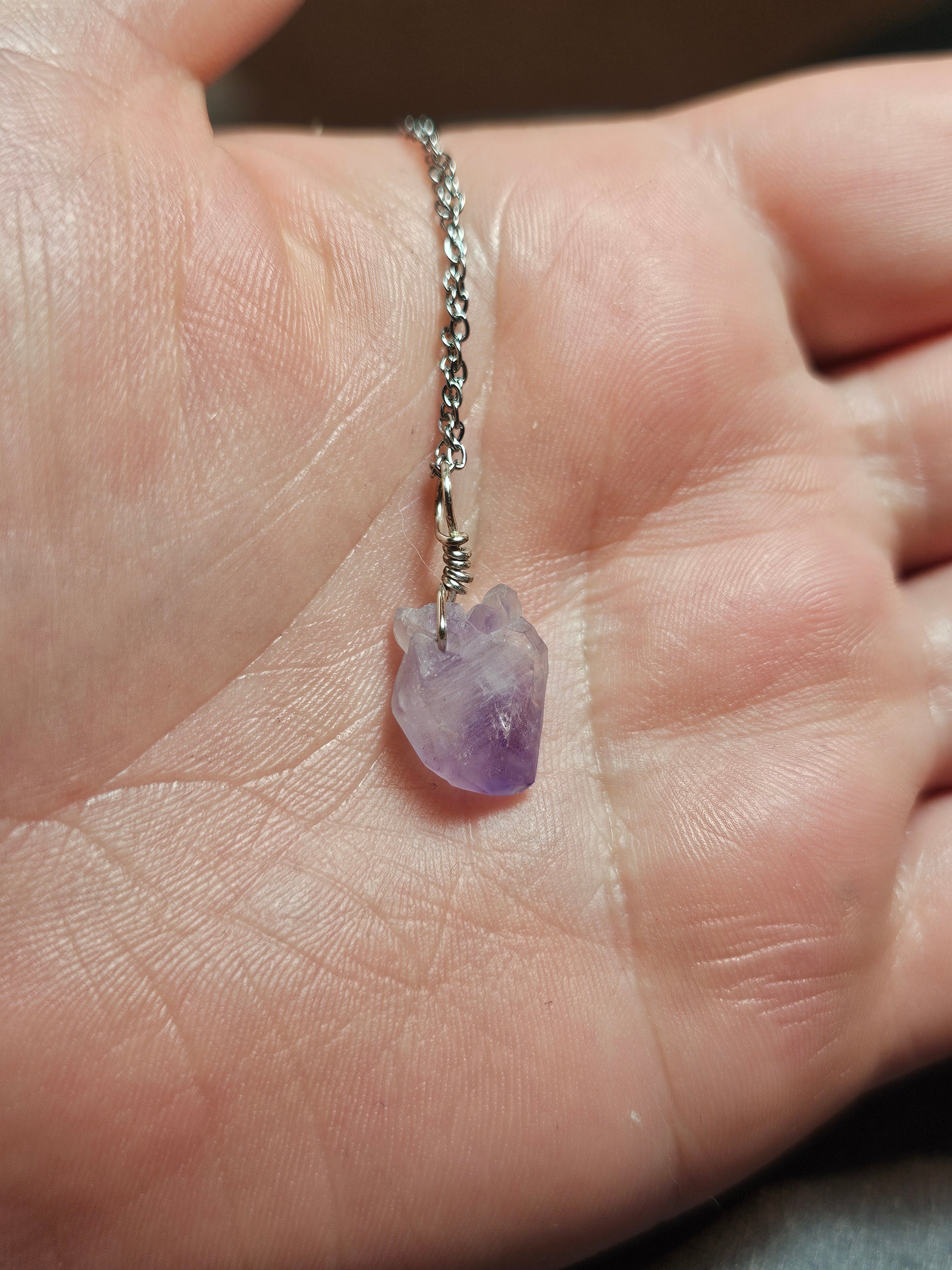 Raw amethyst pendants