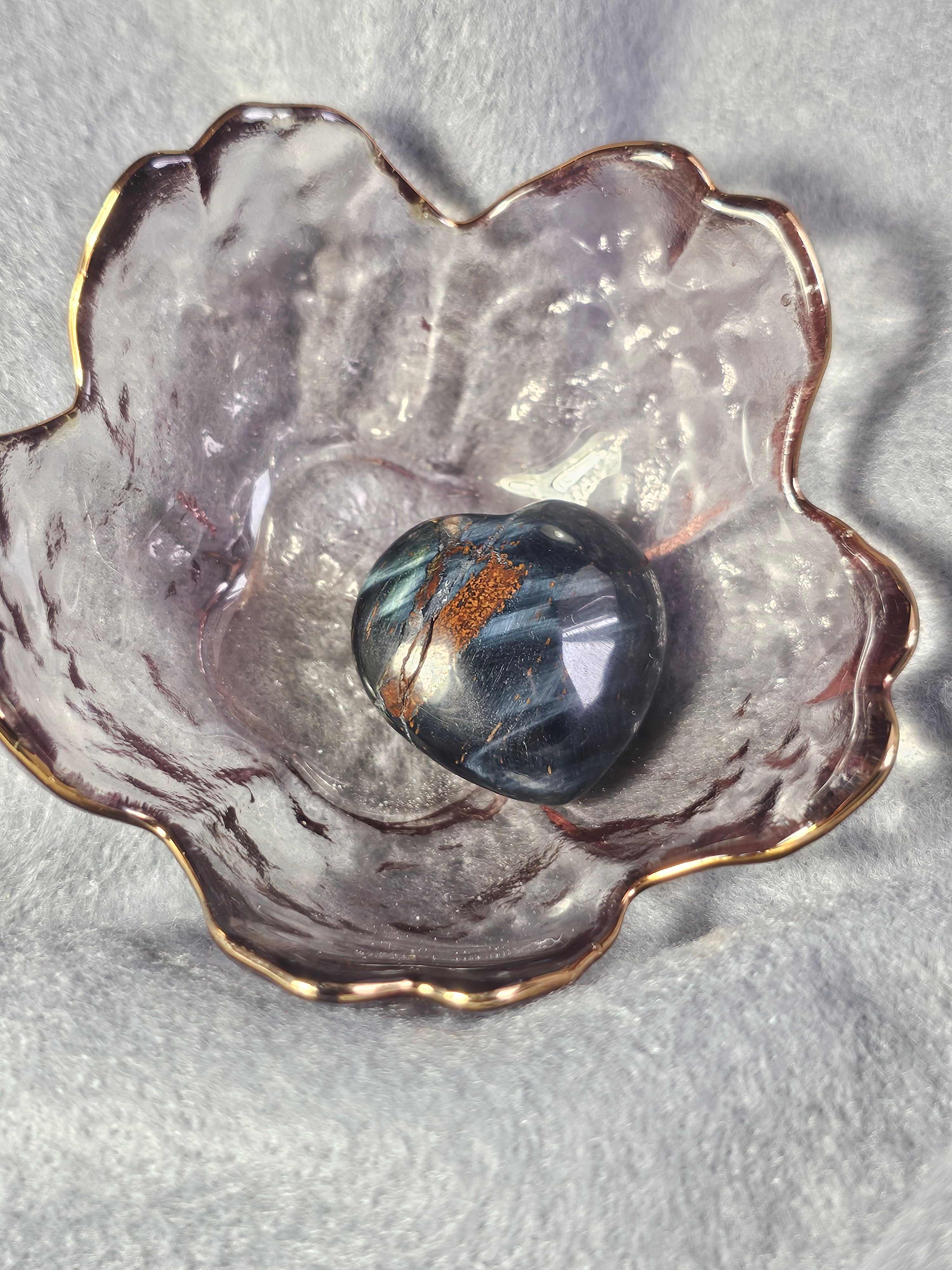 Blue tigers eye heart