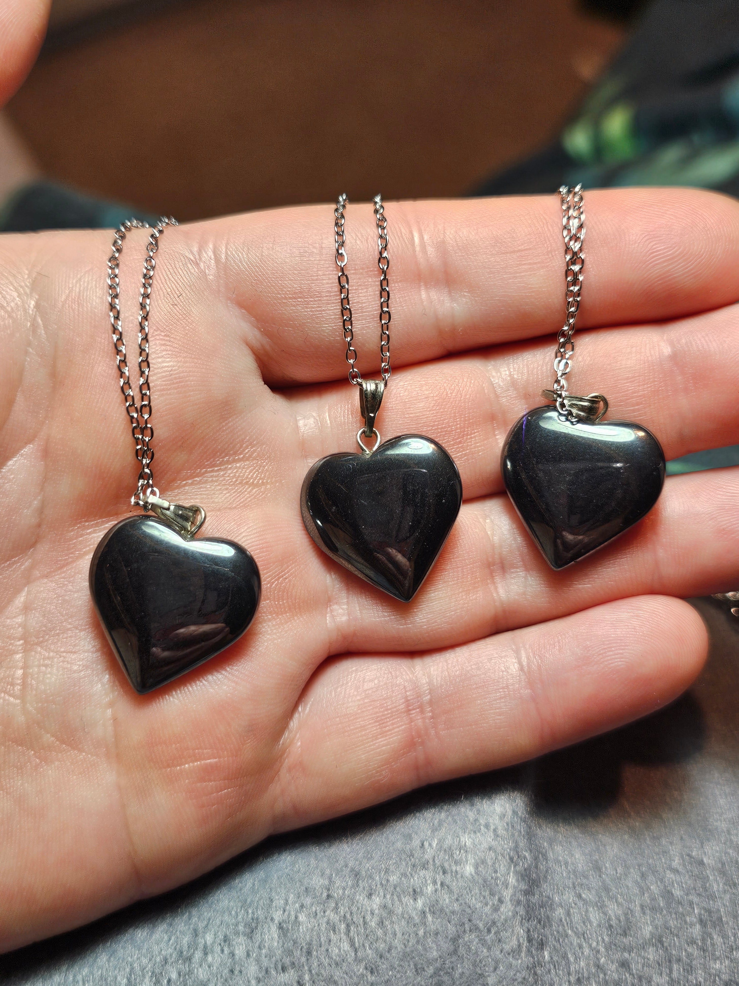 Hematite heart pendants