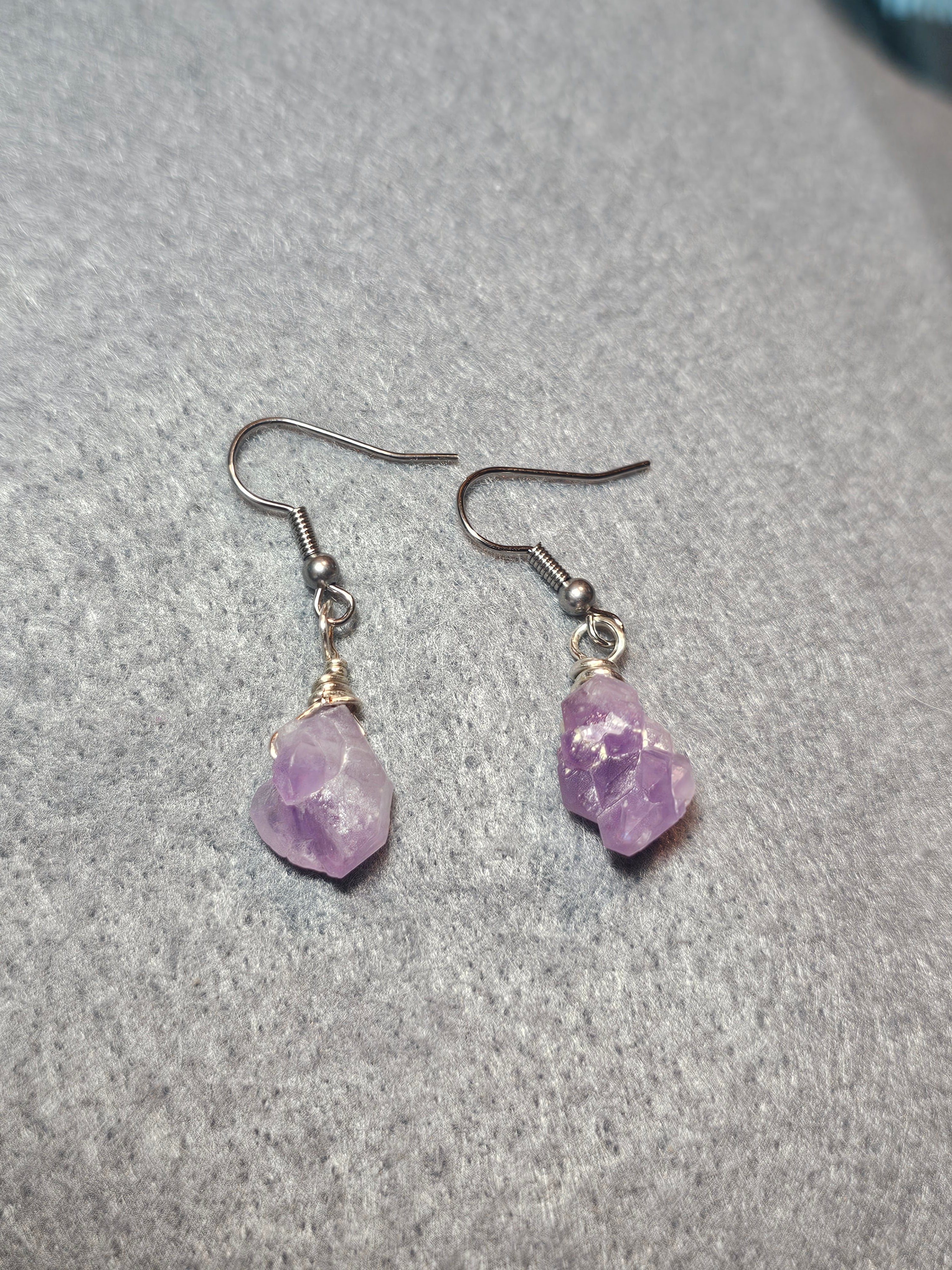 Raw amethyst earrings