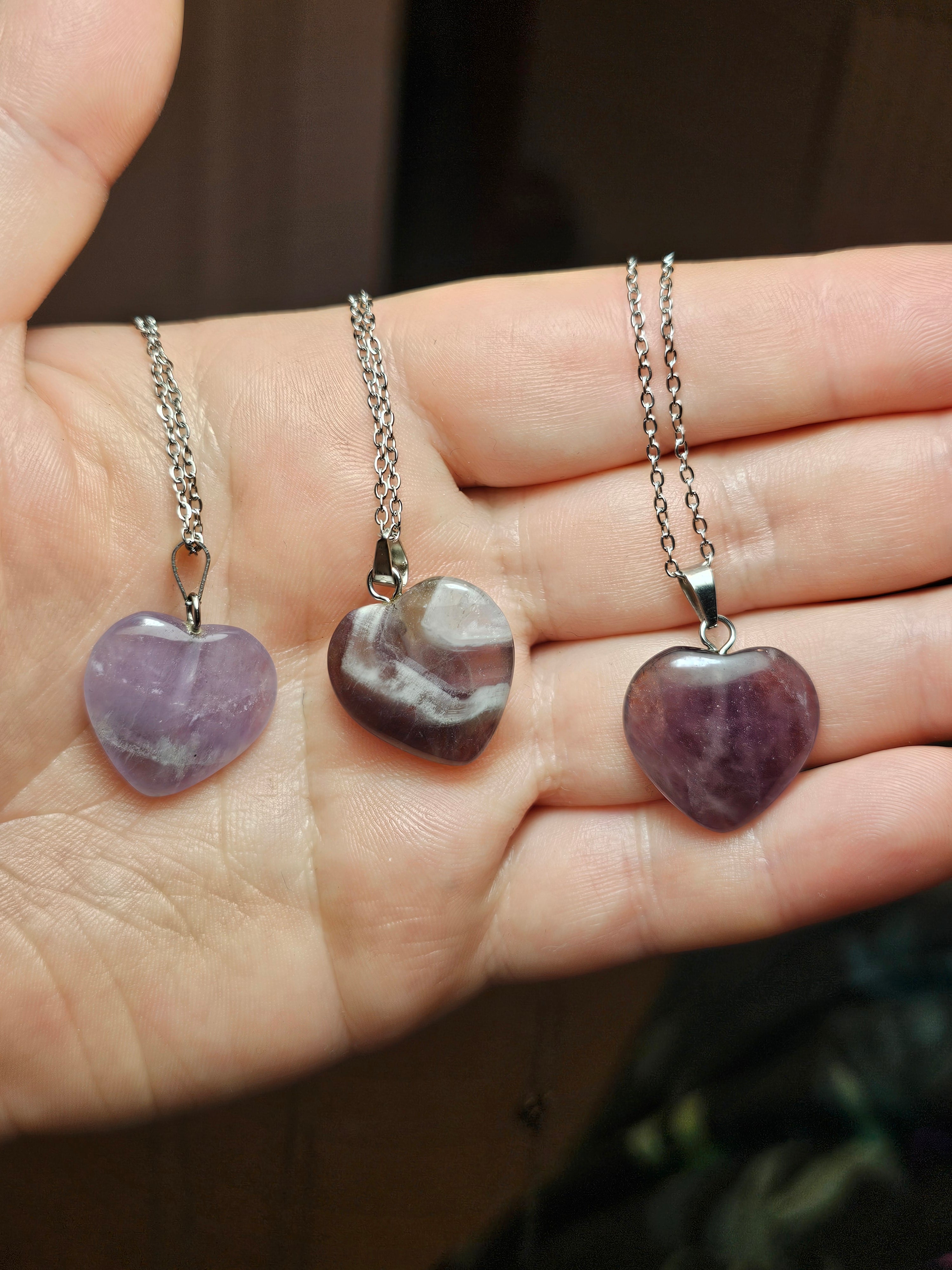 Amethyst heart pendants