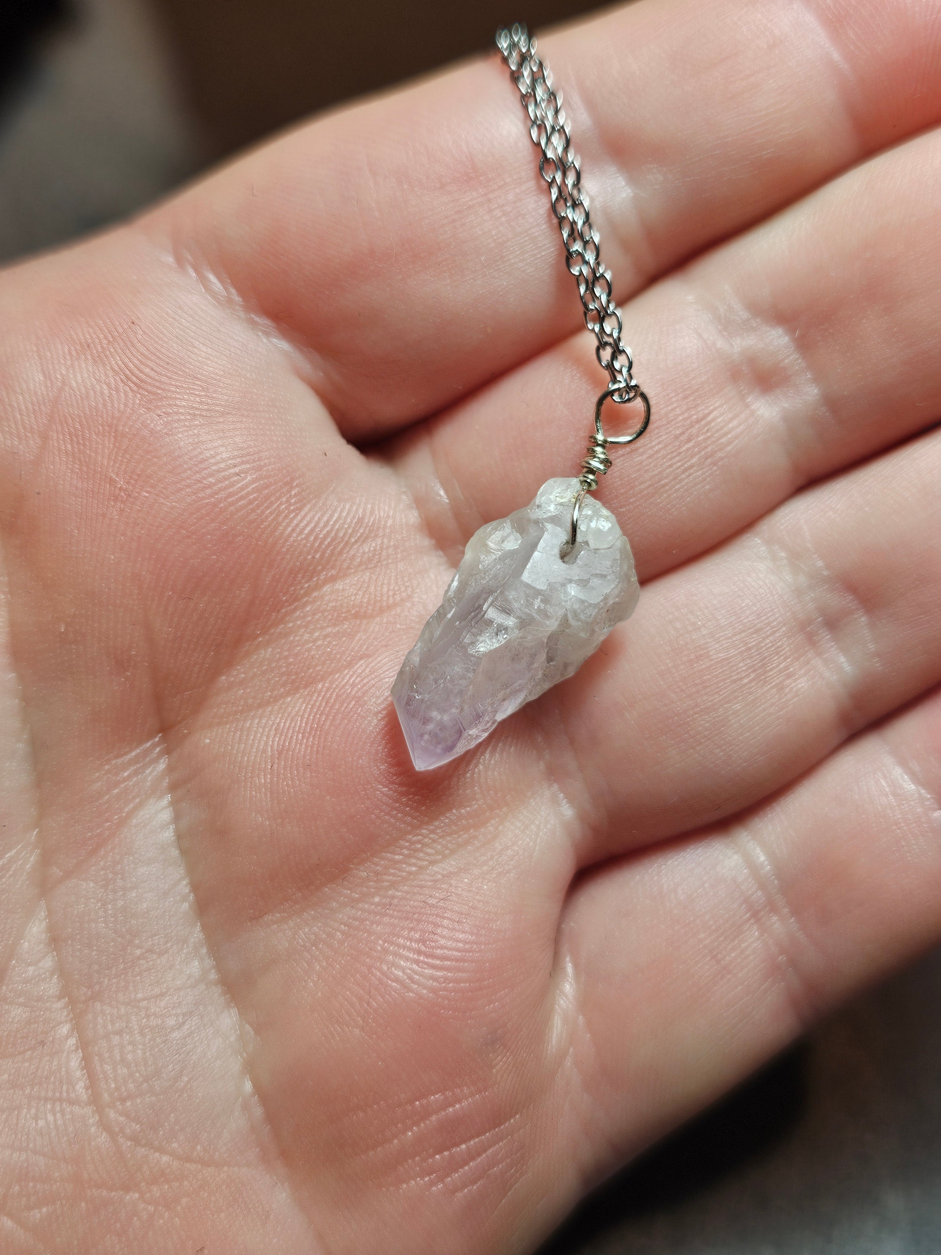 Raw amethyst pendants