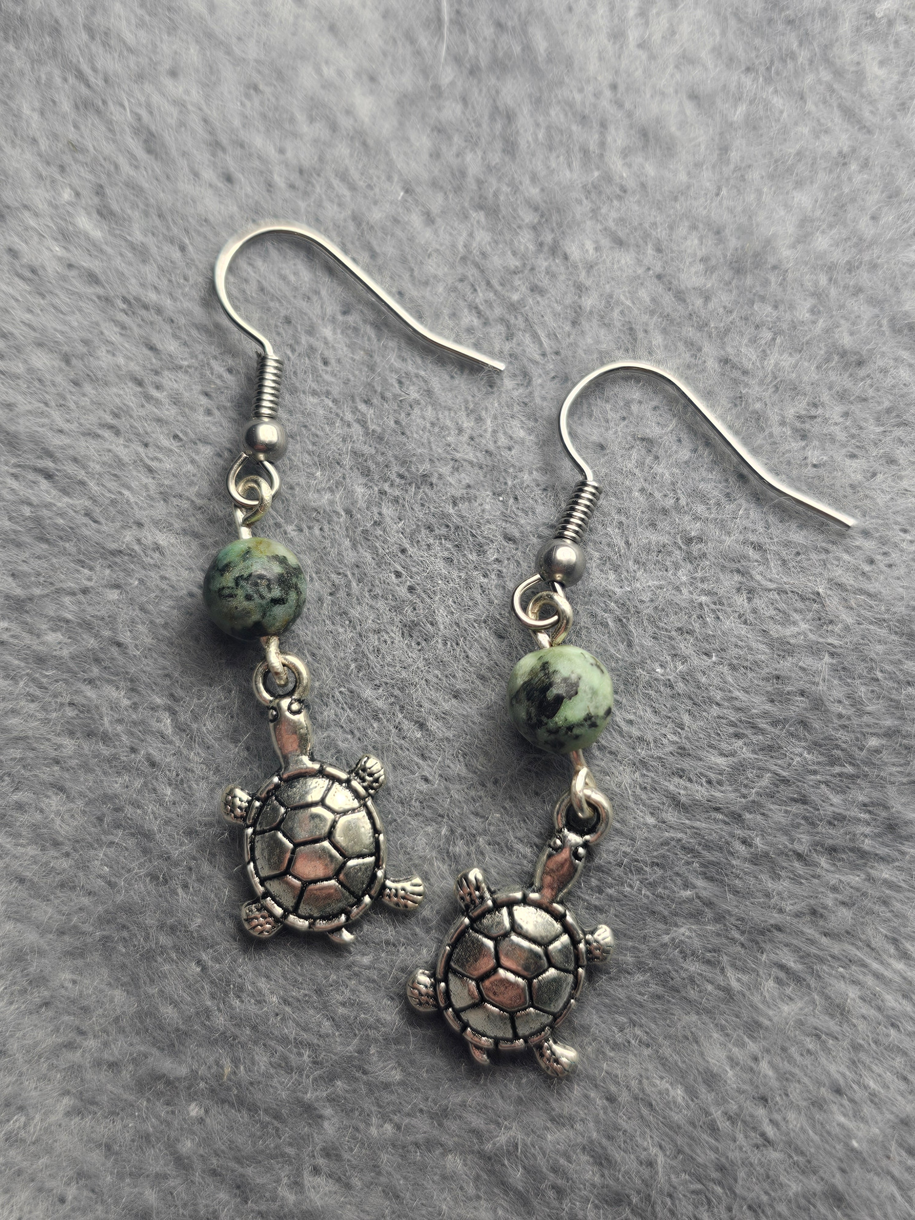 African turquoise turtle earrings
