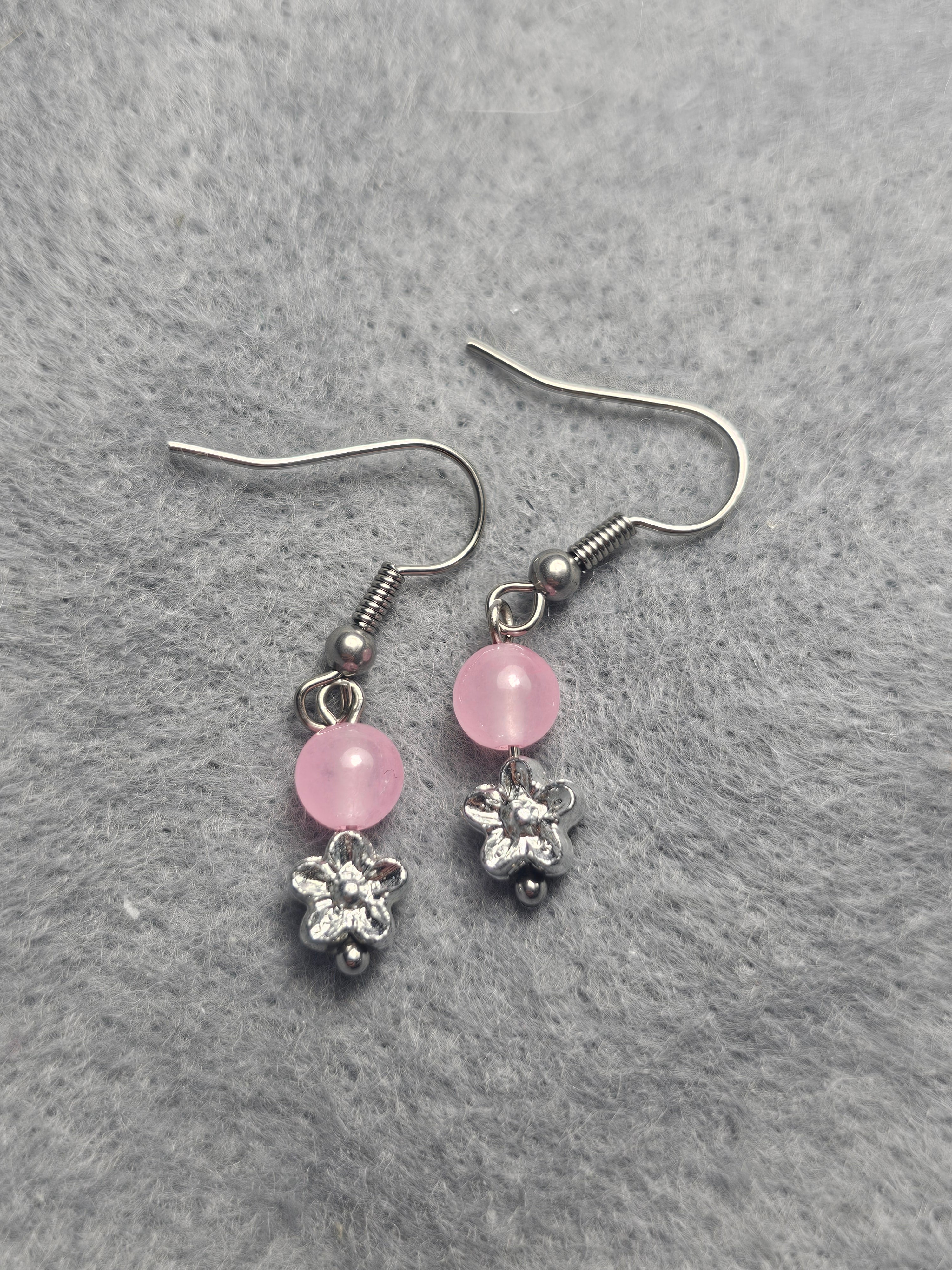 Rosw quartz star earrings