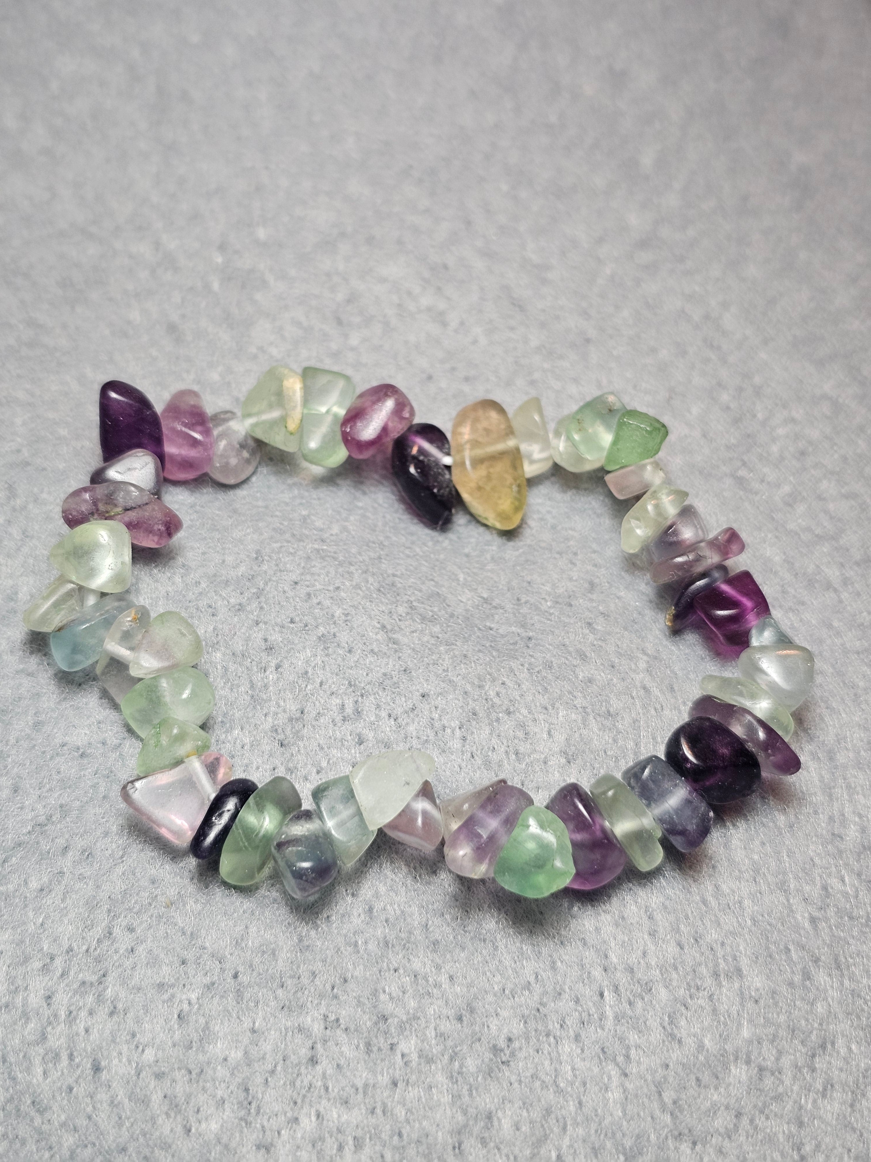 Multicolour flourite chip bracelet